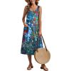 Zeagoo Dresses for Women 2026 Casual Summer Midi Sleeveless Dress A Line Crewneck Beach Vacation Tank Sundresses with Pockets(Blue Floral 02-wf23)