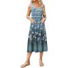Zeagoo Dresses for Women 2026 Casual Summer Midi Sleeveless Dress A Line Crewneck Beach Vacation Tank Sundresses with Pockets(Green Floral 02-mz777)