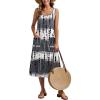 Zeagoo Dresses for Women 2026 Casual Summer Midi Sleeveless Dress A Line Crewneck Beach Vacation Tank Sundresses with Pockets(White-black Pattern-zr231)