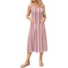 Zeagoo Dresses for Women 2026 Casual Summer Midi Sleeveless Dress A Line Crewneck Beach Vacation Tank Sundresses with Pockets(White-red Pattern-mz772)