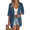 Zeagoo Lightweight Summer Cardigan for Women Short Sleeve V Neck Crochet Kimonos Loose Open Front Hollow Out Cover Ups(Ashleigh Blue)