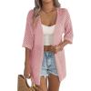 Zeagoo Lightweight Summer Cardigan for Women Short Sleeve V Neck Crochet Kimonos Loose Open Front Hollow Out Cover Ups(Dustypink)