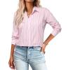Zeagoo Striped Button Down Shirts for Women Casual Loose Long Sleeve Shirts Business Work Tunic Top