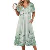 Zeagoo Summer Dress for Women Casual Floral Midi Sundress with Pockets V Neck Pleated Short Sleeve Aline Beach Vacation Dress(Floral Printed-6)