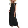 Zeagoo Summer Dresses for Women 2026 Black Long Maxi Sundresses Loose Split Wrinkle-Free Beach Travel Vacation Clothes(A01-black)
