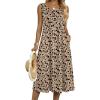 Zeagoo Summer Dresses for Women Flowy Aline Casual Midi Tank Dress Beach Boho Vacation Sundresses Shift Dress with Pockets(Beige)