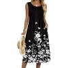 Zeagoo Summer Dresses for Women Flowy Aline Casual Midi Tank Dress Beach Boho Vacation Sundresses Shift Dress with Pockets(Black Floral)