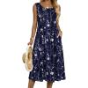 Zeagoo Summer Dresses for Women Flowy Aline Casual Midi Tank Dress Beach Boho Vacation Sundresses Shift Dress with Pockets(Navy Floral)