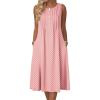Zeagoo Summer Dresses for Women Flowy Aline Casual Midi Tank Dress Beach Boho Vacation Sundresses Shift Dress with Pockets(Pink Dot)