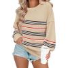 Zeagoo Women Crewneck Sweatshirts Pullover Tops Long Sleeve Shirt Loose Fit Sweaters Casual Fall Outfits Clothes 2025(Stripe-2)