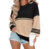 Zeagoo Women Crewneck Sweatshirts Pullover Tops Long Sleeve Shirt Loose Fit Sweaters Casual Fall Outfits Clothes 2025(Stripe-3)