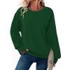 Zeagoo Women’s Casual Sweatshirts Crewneck Long Sleeve Fuzzy Fleece Jackets Side Slit Midweight Pullover Fall Fashion 2025(01-green)