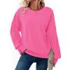 Zeagoo Women’s Casual Sweatshirts Crewneck Long Sleeve Fuzzy Fleece Jackets Side Slit Midweight Pullover Fall Fashion 2025(01-hot Pink)