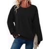 Zeagoo Women’s Casual Sweatshirts Crewneck Long Sleeve Fuzzy Fleece Jackets Side Slit Midweight Pullover Fall Fashion 2025(Black)