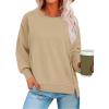 Zeagoo Women’s Casual Sweatshirts Crewneck Long Sleeve Fuzzy Fleece Jackets Side Slit Midweight Pullover Fall Fashion 2025(Khaki)