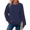 Zeagoo Women’s Casual Sweatshirts Crewneck Long Sleeve Fuzzy Fleece Jackets Side Slit Midweight Pullover Fall Fashion 2025(Navy Blue 02)