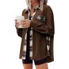 Zeagoo Womens Corduroy Flannel Shacket Jacket Casual Plaid Button Down Shirts Long Sleeve Fall Tops with Pockets