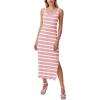 Zeagoo Women’s Spring Summer Casual Dress Bodycon Midi Sleeveless Striped Knit Maternity Tank Sweater Dresses with Side Slit(Pink and White Striped)