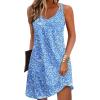 Zeagoo Womens Summer Dress 2026 Loose V Neck Sleeveless Sundresses Swimsuit Coverup with Pockets Floral Tank Dresses(Navy Floral-2)