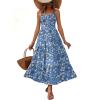 Zeagoo Womens Summer Long Dress Adjustable Spaghetti Strap Floral Casual Dress with Pockets Flowy Tiered Beach Sundress(04 Blue Floral)