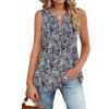 Zeagoo Women’s Summer Tank Tops 2026 Pleated V Neck Floral Loose Fit Casual Flowy Boho Tunic Sleeveless Shirts(Mz473)