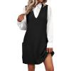 Zeagoo Womens Sweater Vest Dress Pattern Knitted Pullovers Sweaters V Neck Tank Sweater Dress with Pockets(Black)