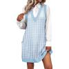 Zeagoo Womens Sweater Vest Dress Pattern Knitted Pullovers Sweaters V Neck Tank Sweater Dress with Pockets(Blue Houndstooth)