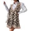 Zeagoo Womens Sweater Vest Dress Pattern Knitted Pullovers Sweaters V Neck Tank Sweater Dress with Pockets(Leopard)