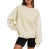 Zeagoo Womens Sweatshirt Long Sleeve Color Block Fleece Hoodies Fall Casual Crewneck Pullover Tunic Tops 2024(Beige)
