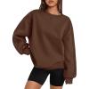 Zeagoo Womens Sweatshirt Long Sleeve Color Block Fleece Hoodies Fall Casual Crewneck Pullover Tunic Tops 2024(Dark Brown)