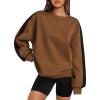Zeagoo Womens Sweatshirt Long Sleeve Color Block Fleece Hoodies Fall Casual Crewneck Pullover Tunic Tops 2024(Light Brown)