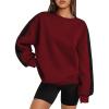 Zeagoo Womens Sweatshirt Long Sleeve Color Block Fleece Hoodies Fall Casual Crewneck Pullover Tunic Tops 2024(Wine Red)