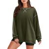 Zeagoo Women’s Sweatshirts Long Sleeve Crewneck Pullover Tops 2025 Fall Winter Trendy Side Zip Going Out Hoodies(Army Green)