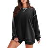 Zeagoo Women’s Sweatshirts Long Sleeve Crewneck Pullover Tops 2025 Fall Winter Trendy Side Zip Going Out Hoodies(Black)