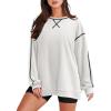 Zeagoo Women’s Sweatshirts Long Sleeve Crewneck Pullover Tops 2025 Fall Winter Trendy Side Zip Going Out Hoodies(White)
