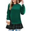 Zeagoo Womens Sweatshirts Plaid Patchwork Crewneck Preppy Long Sleeve Hoodie 2024 Trendy Teen Girls Flowy Pullover Top(Preppy Sweatshirt With Long Sleeves Back to School Outfits for Girls Women Flowy Hem Pullover Essential Hoodie Casual Plaid Patchwork Crewneck Sweatshirt for Women Oversized Relaxed Fit Green Sweatshirt Fall Winter Casual Pullover Tops 2024 Tready)