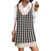 Zeagoo Womens Tank Sweater Dress Sweater Vest Knitted Pullovers Sweaters 2025(Houndstooth Plaid Black)