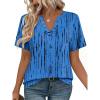 Zeagoo Womens Tops Short Sleeve V Neck Tee Shirts Cute Dressy Casual Clothing Business Work Blouse(Blue Stripes Zr459)