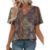 Zeagoo Womens Tops Short Sleeve V Neck Tee Shirts Cute Dressy Casual Clothing Business Work Blouse(Brown Bohemian Mz721)