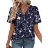 Zeagoo Womens Tops Short Sleeve V Neck Tee Shirts Cute Dressy Casual Clothing Business Work Blouse(Navy Floral Sf180)