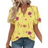 Zeagoo Womens Tops Short Sleeve V Neck Tee Shirts Cute Dressy Casual Clothing Business Work Blouse(Yellow Flowers Bf351)