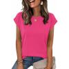 Zeagoo Womens Tops Summer Casual Cap Sleeve Tshirts Shirts Business Dressy Spring Fashion Outfits Trendy Clothes(Hot Pink)