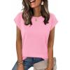 Zeagoo Womens Tops Summer Casual Cap Sleeve Tshirts Shirts Business Dressy Spring Fashion Outfits Trendy Clothes(Light Pink)
