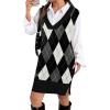 Zeagoo Women’s V Neck Sweater Vest Dress Oversized Sleeveless Casual Pullover Sweater Fall Winter Knit Slit Short Dress(Black Diamond)