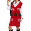 Zeagoo Women’s V Neck Sweater Vest Dress Oversized Sleeveless Casual Pullover Sweater Fall Winter Knit Slit Short Dress(Christmas)