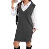 Zeagoo Women’s V Neck Sweater Vest Dress Oversized Sleeveless Casual Pullover Sweater Fall Winter Knit Slit Short Dress(Dark Grey)