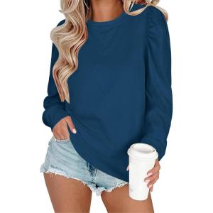 Zeagoo Christmas Long Sleeve Shirts for Women Winter 2025 Ladies Tops and Blouses Casual Fashion Clothing(A02-blue)