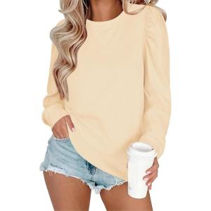 Zeagoo Christmas Long Sleeve Shirts for Women Winter 2025 Ladies Tops and Blouses Casual Fashion Clothing(Beige)