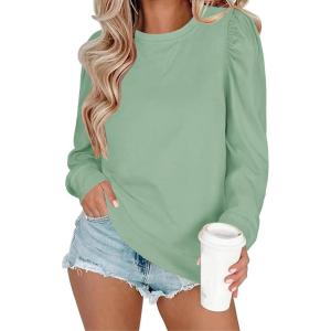 Zeagoo Christmas Long Sleeve Shirts for Women Winter 2025 Ladies Tops and Blouses Casual Fashion Clothing(Green)