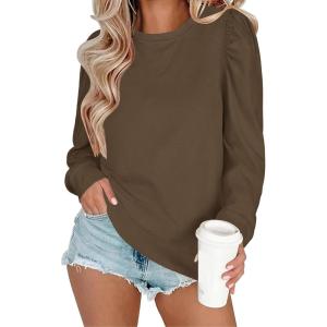 Zeagoo Christmas Long Sleeve Shirts for Women Winter 2025 Ladies Tops and Blouses Casual Fashion Clothing(Khaki)